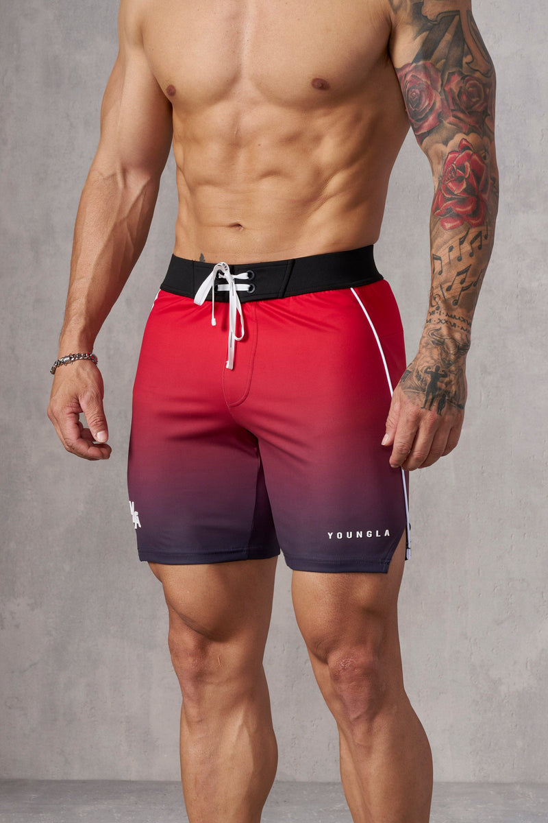 1067 - Men's physique Stage Shorts Men's Physique Stage Shorts are tailored for bodybuilding competitions with Red