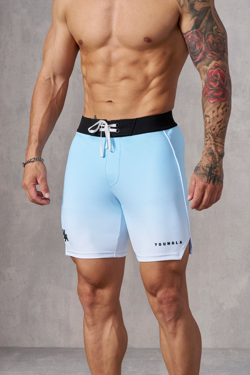 1067 - Men's physique Stage Shorts Men's Physique Stage Shorts are tailored for bodybuilding competitions with Sky Blue