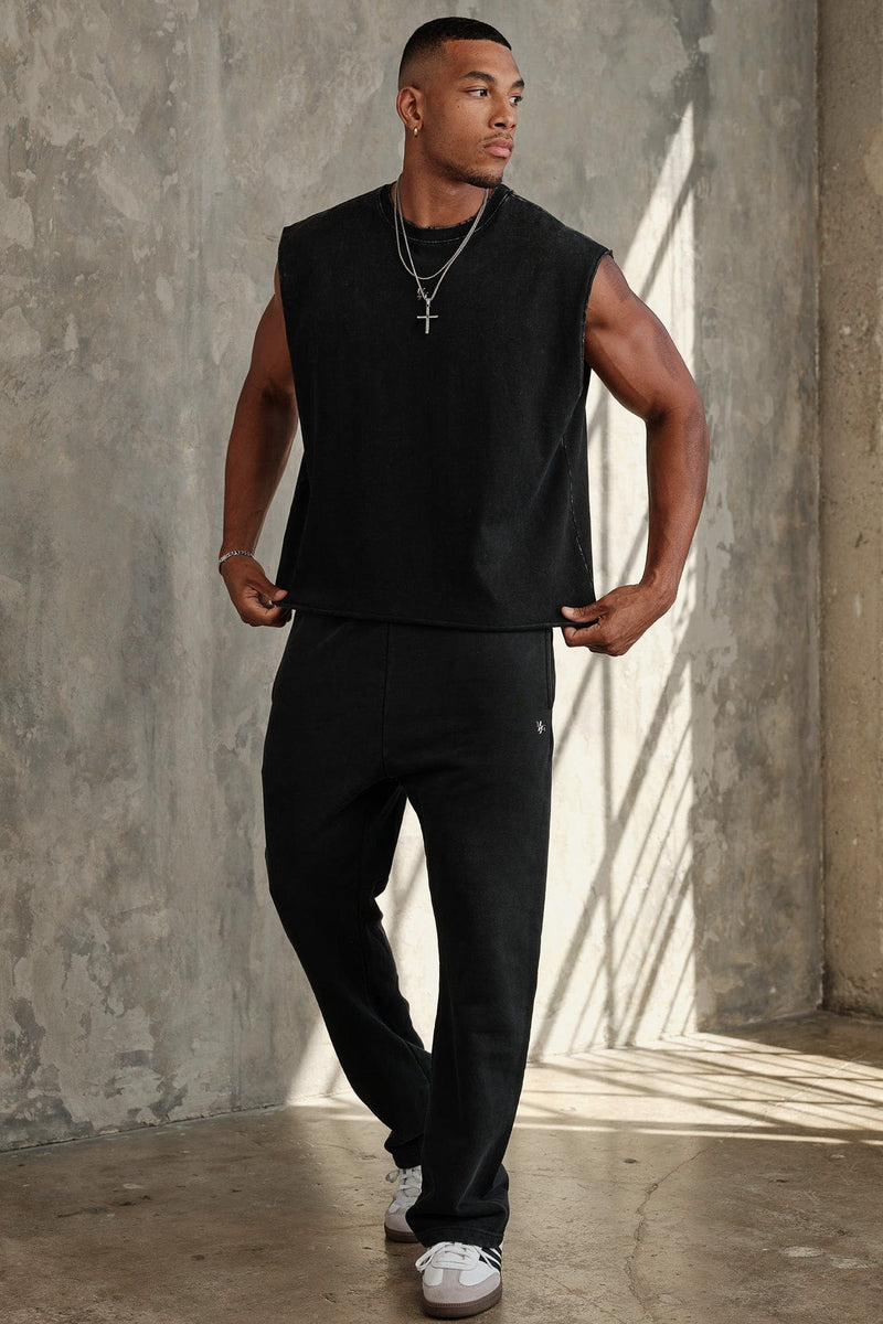 2068 - Elevated Essentials - Straight Sweats for Men's - designed for durability and a smooth feel in Black Wash