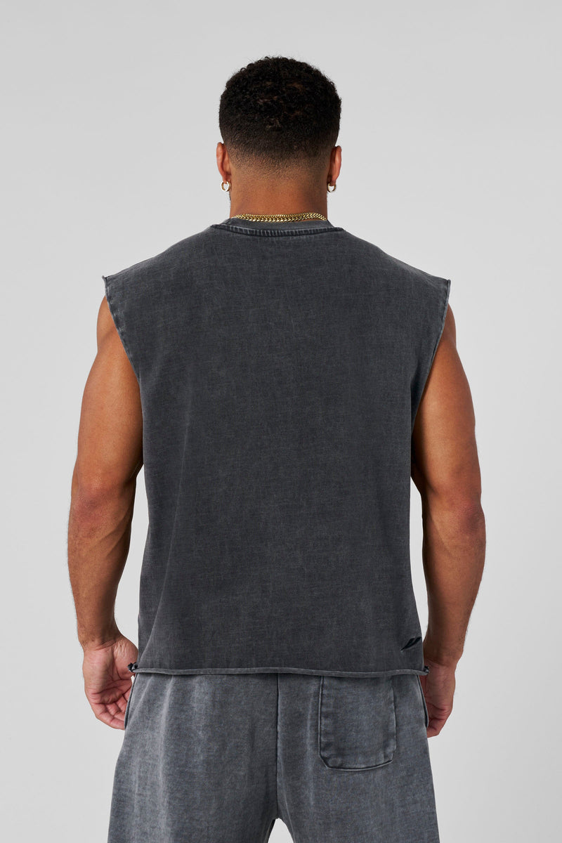 3035 - Elevated Essentials - Cut Offs for Men's - perfect for training, lounging, or warm weather wear in Grey Wash