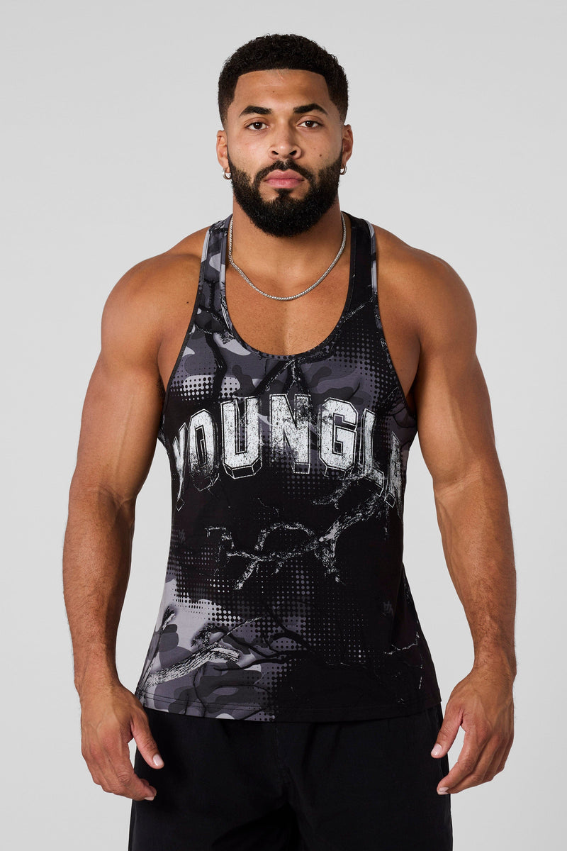 3066 - RunTech Camo Stringers for Men's - lightweight, breathable fabric ensures comfort in Black Grey Tree Camo