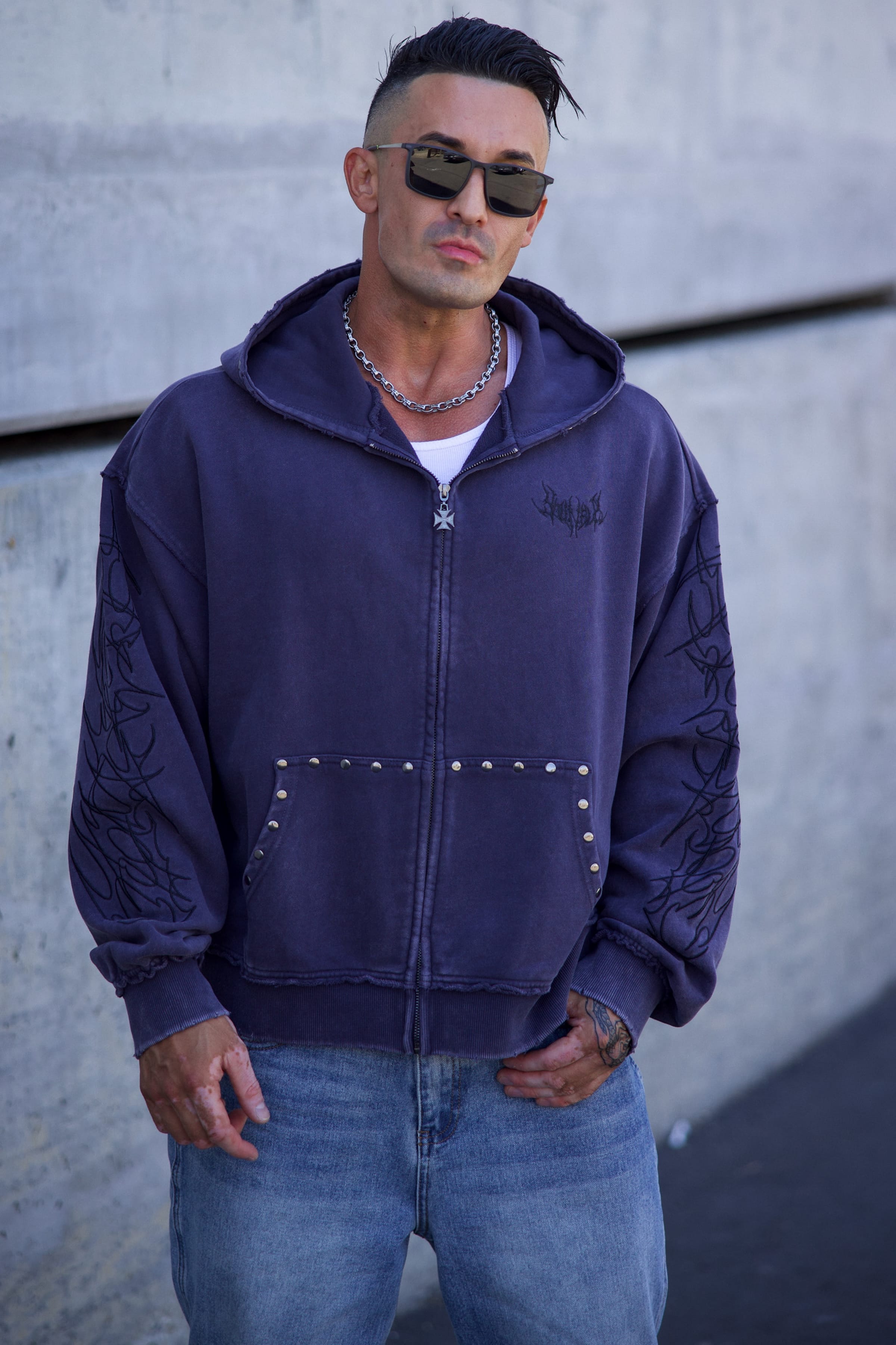 トップス studs layered zip cut sew 5232 - Tribal Stud Zip-Ups - July 7th