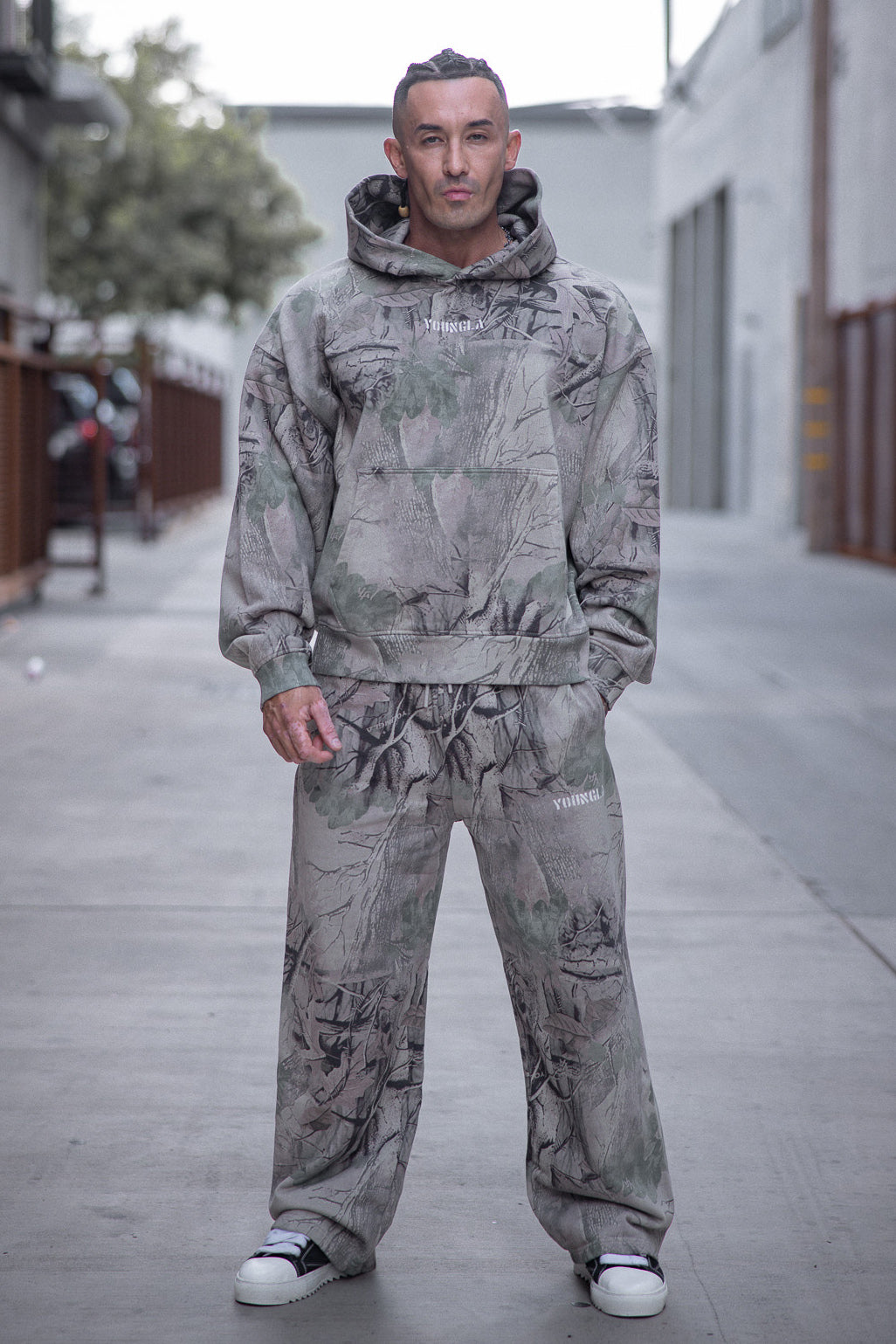 5117 - Tree Camo Collection - Pullover Hoodies for Men's - relaxed fit, plush terry construction in Beige
