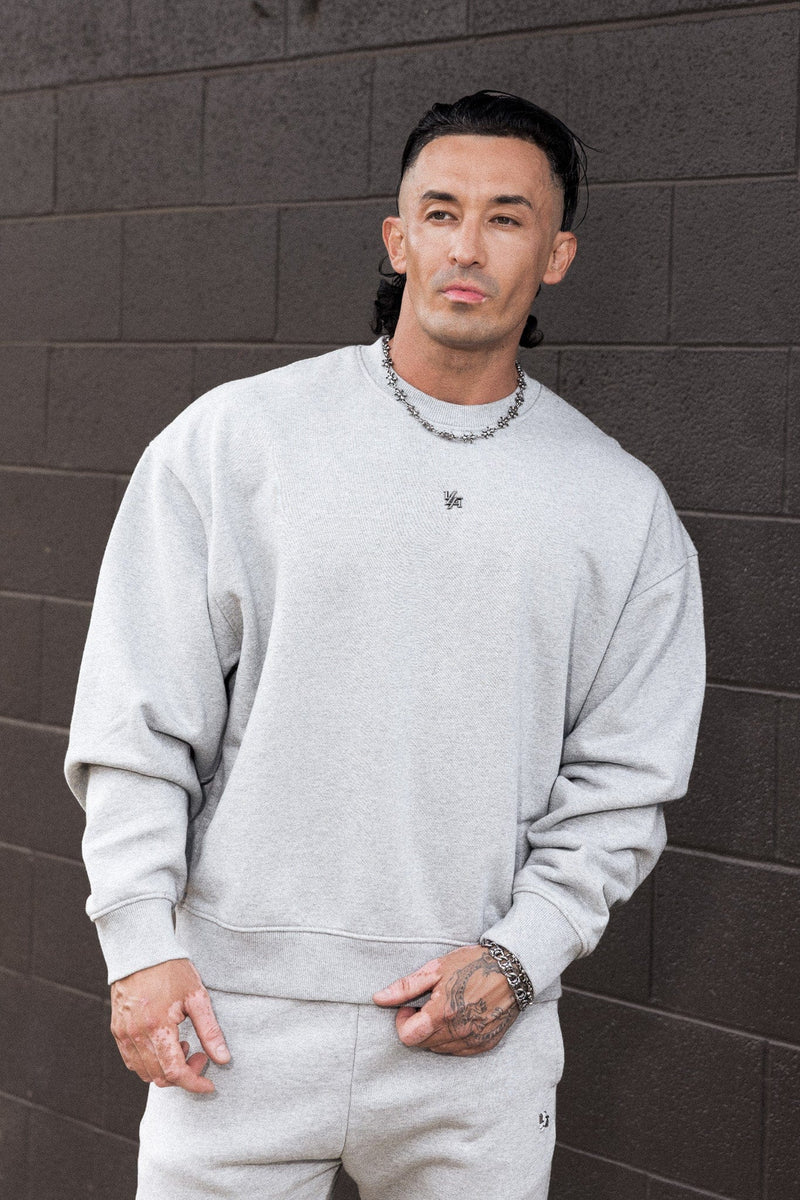5095 - Elevated Essentials - Crewneck for Men's - 100% Cotton, soft interior, heavyweight cotton and a relaxed silhouette in Heather Grey