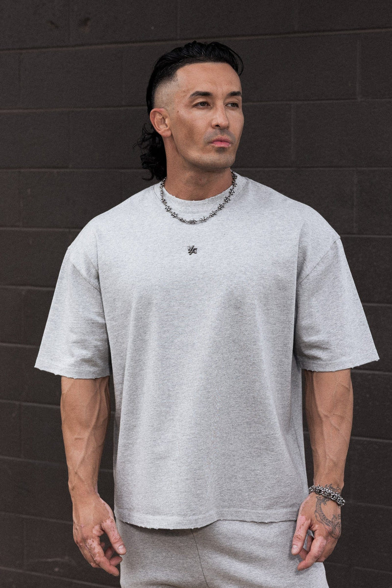 4153 - Elevated Essentials - Relaxed Tee in 100% heavyweight Cotton with oversized fit in colour Heather Grey