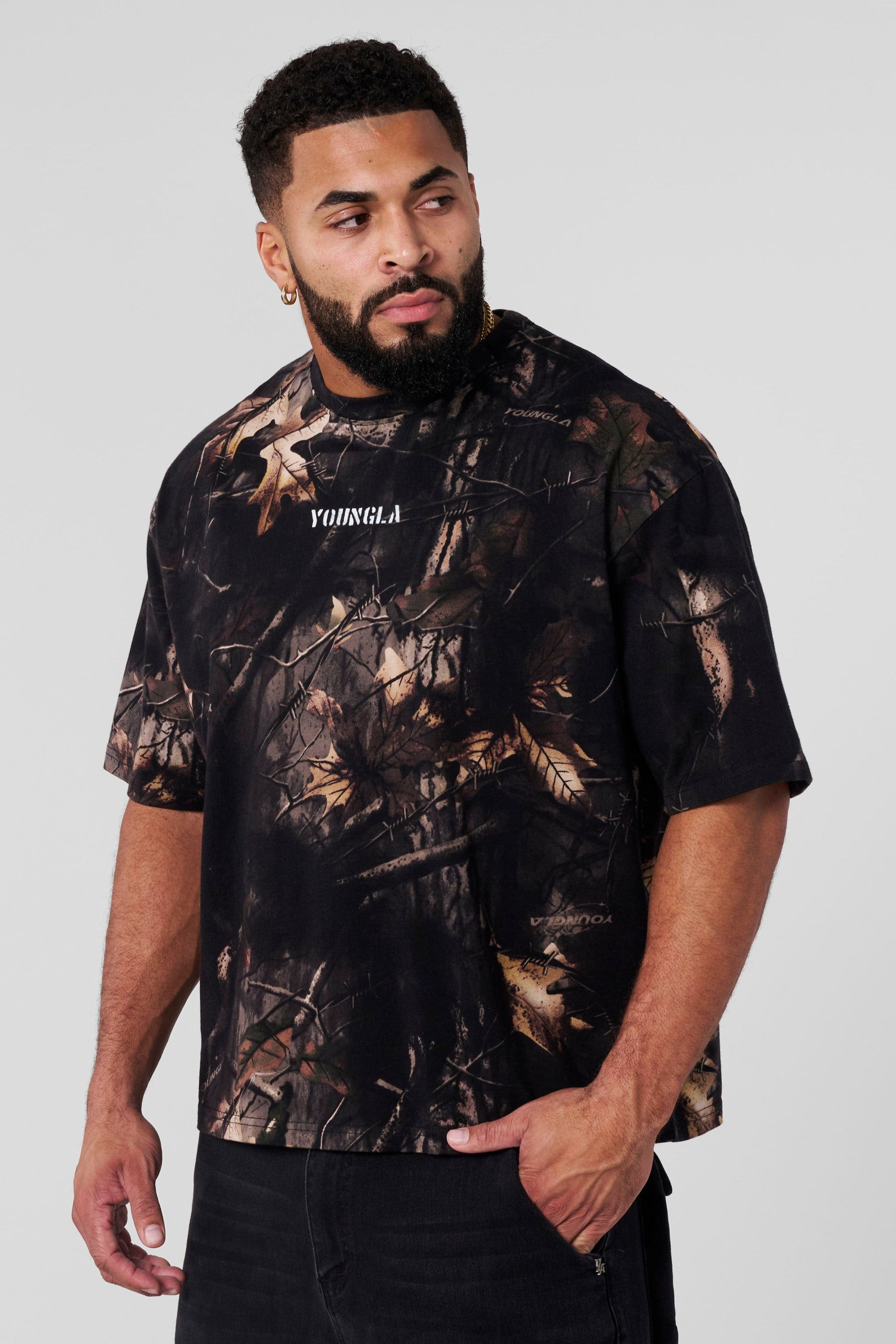 4084 - Tree Camo Collection - Tees for Men's - Oversized and cut from heavyweight terry in Black
