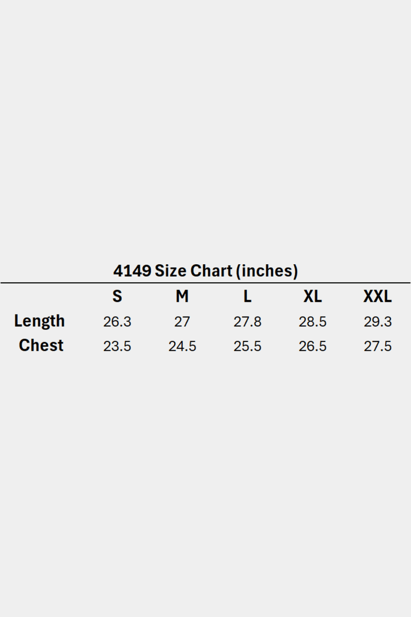 4149 - Gothic Tees for Men: Heavyweight tee with bold back graphics, clean silhouette, and all-day wearable edge-Size chart.