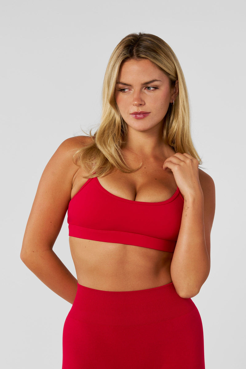W351 (New Colors) Legacy Sports Bra for women With adjustable straps, a clean, minimal design with color Red