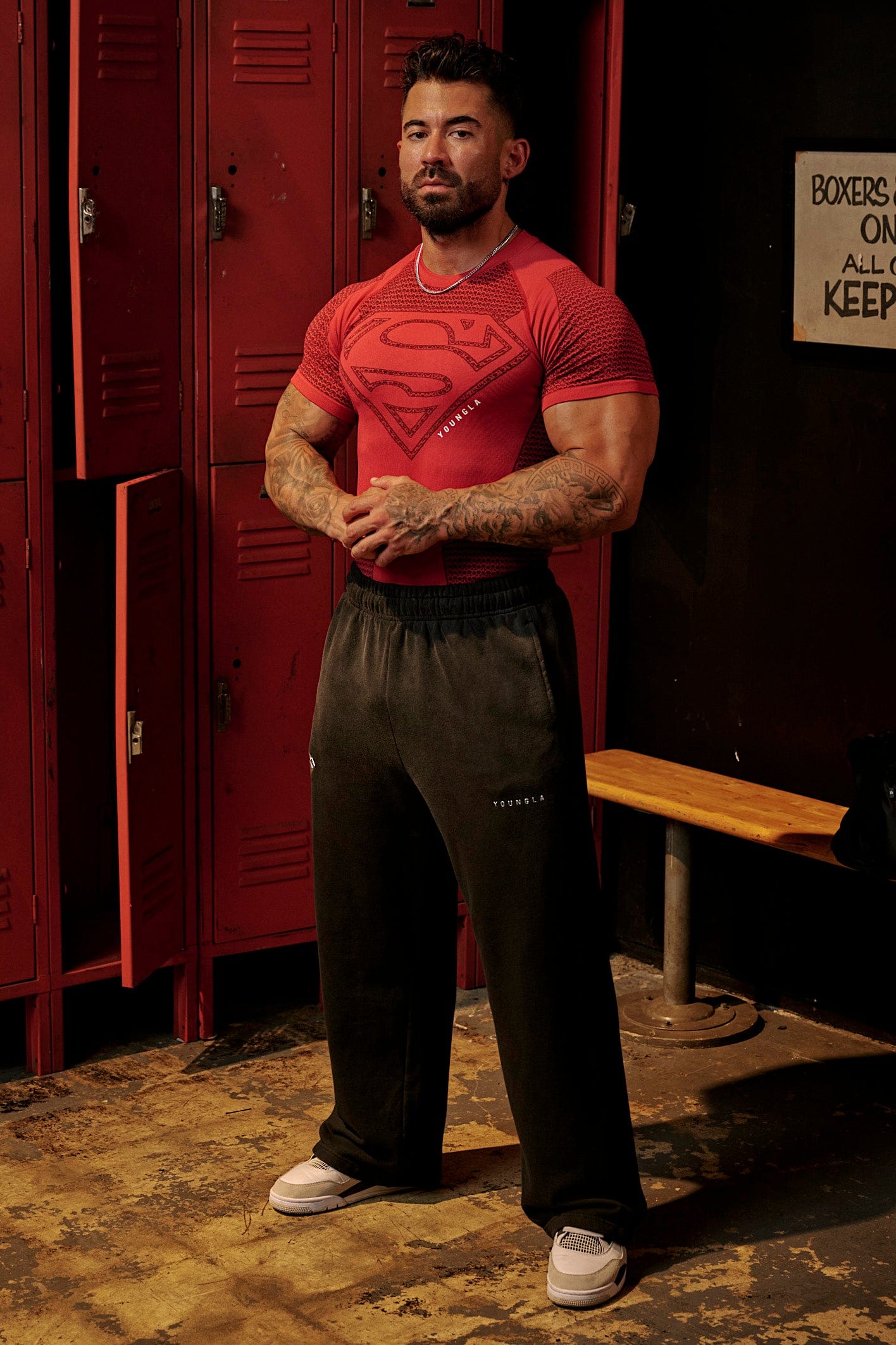 4117 - Superman Compression Tees - Sculpted fit, premium patterns, and detailed paneling, designed for performance and superhero-inspired style in Red.