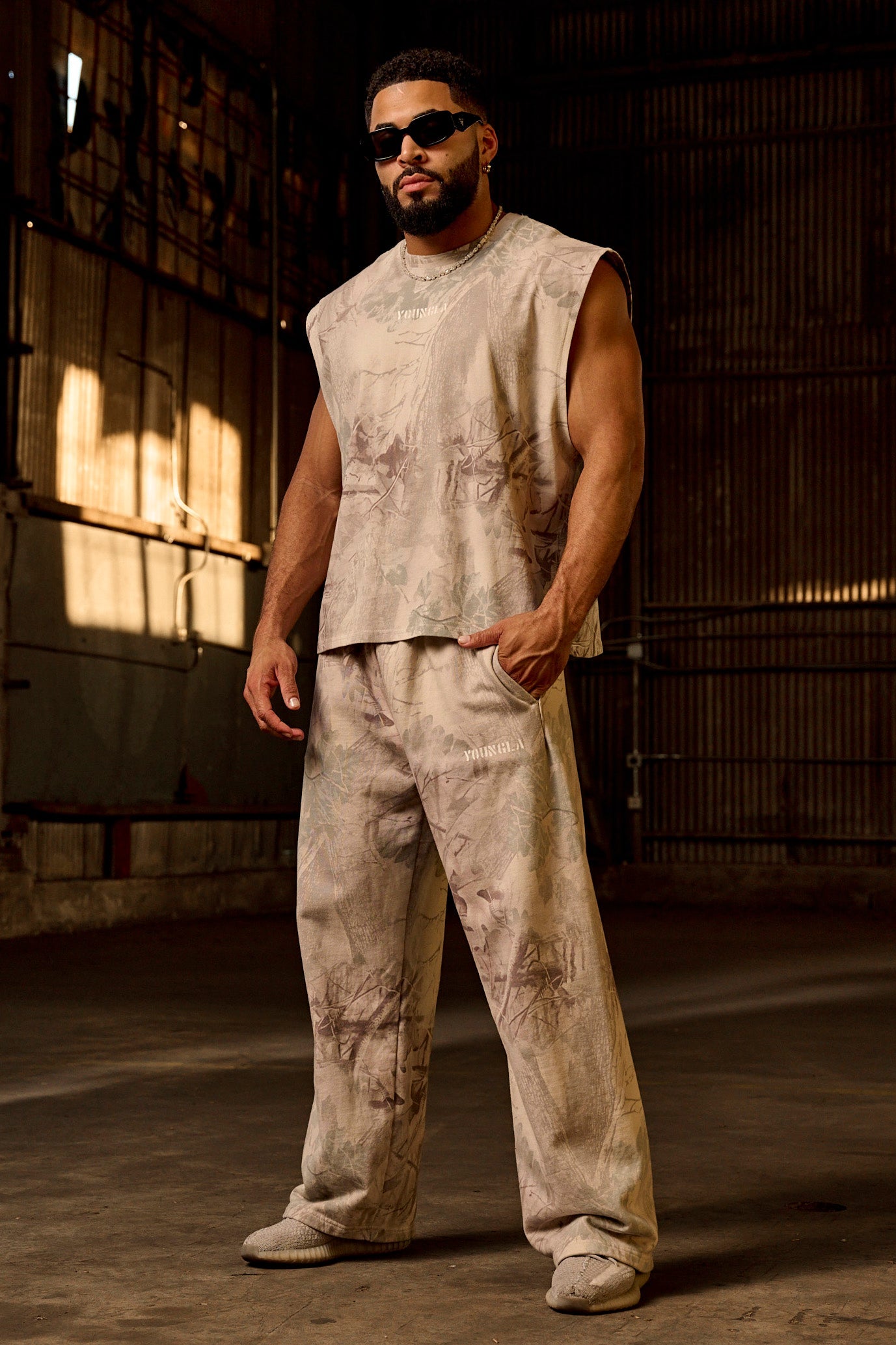2094 - Tree Camo Collection - No Cuff Sweats For Men's - lasting quality and a relaxed silhouette in Desert Tan