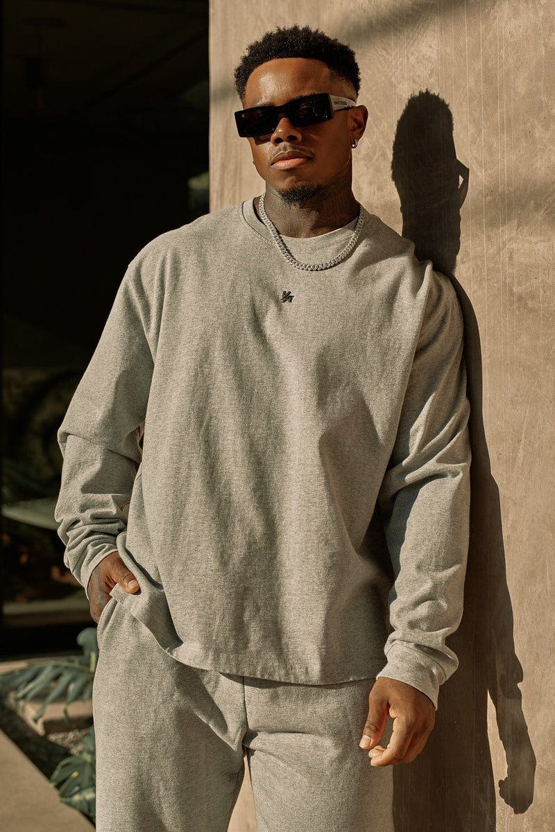 8001 - Elevated Essentials - Mens Longsleeves - midweight cotton for durability and comfort in Heather Grey