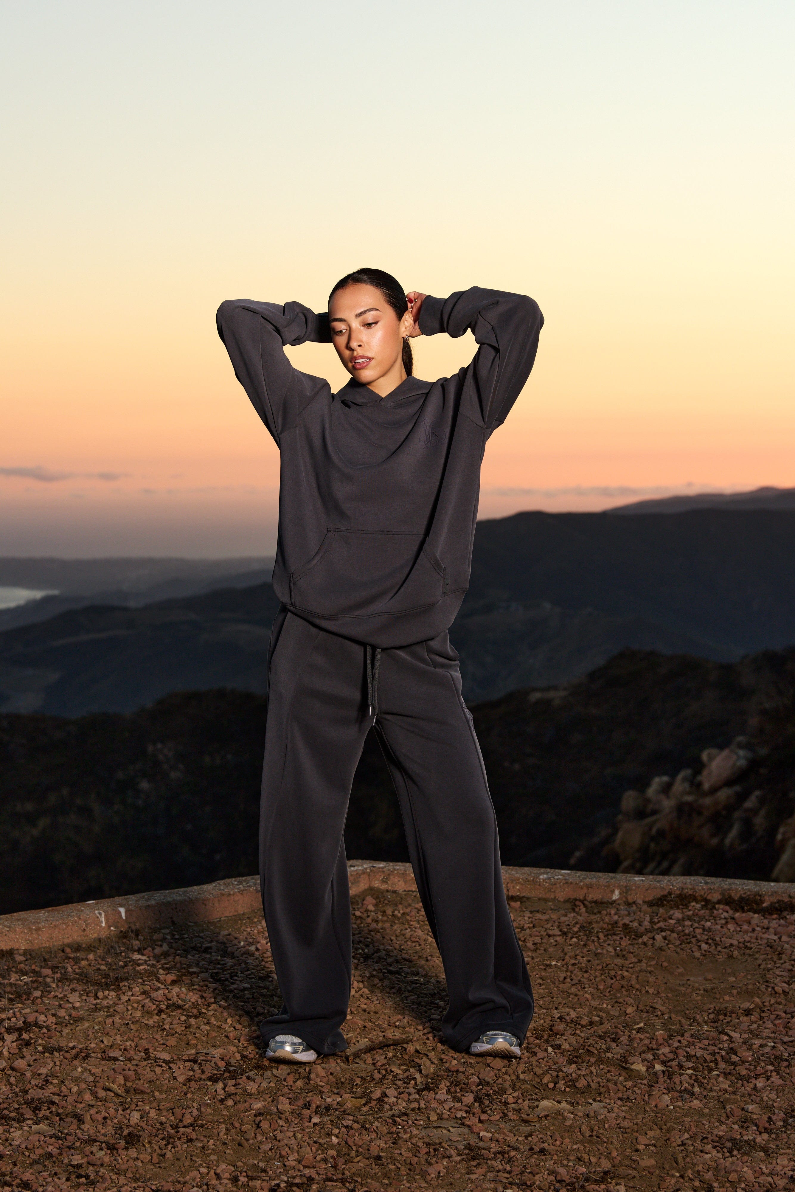 W287 - Cloud Joggers for women Lightweight and breathable for all-season wear in color Charcoal.