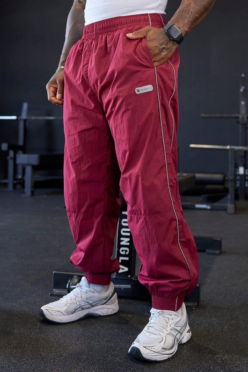 2091 - Retro Cuffed Joggers for Men's -  relaxed, loose fit for ultimate comfort with modern and versatile in Burgundy