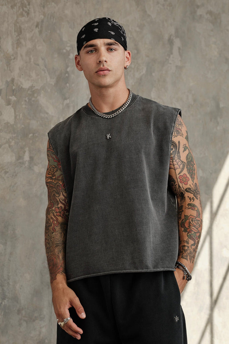 3035 - Elevated Essentials - Cut Offs for Men's -  perfect for training, lounging, or warm weather wear in Grey Wash
