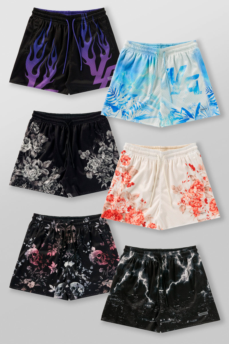 1111 -  Skulls & Roses Reversible Shorts