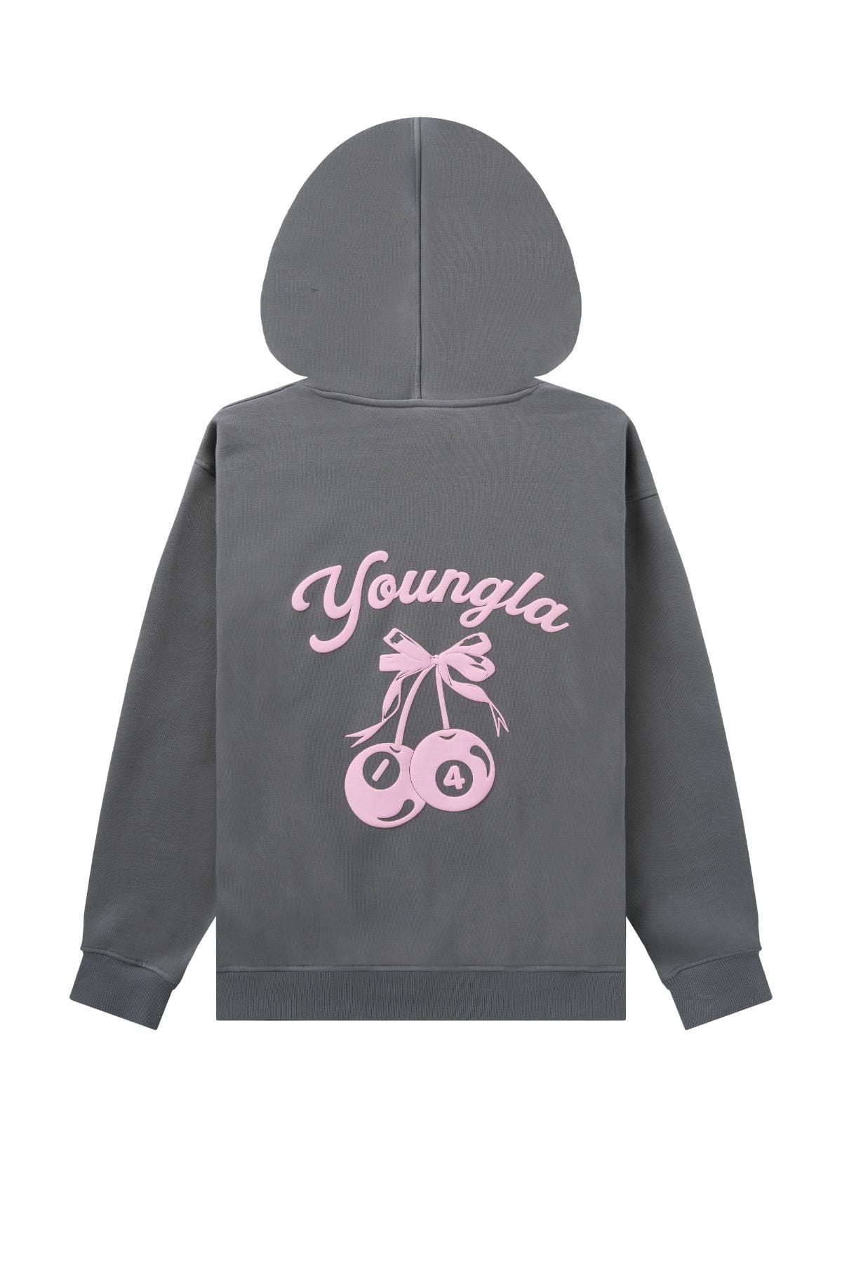 W566 Soft Serve Hoodie for women with super soft, fluffy fleece and featuring a fun puff print in color Grey