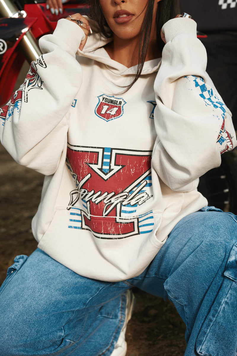 W5193- Drift Hoodie for women  this oversized hoodie brings serious edge in color Cream.