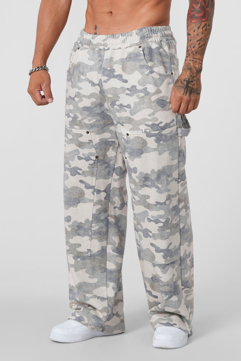 2055 - Carpenter Sweats for Men: 100% cotton heavyweight 460 GSM baggy sweats with workwear-inspired stitch lines, premium feel, and comfortable utility design in color OG desert camo.