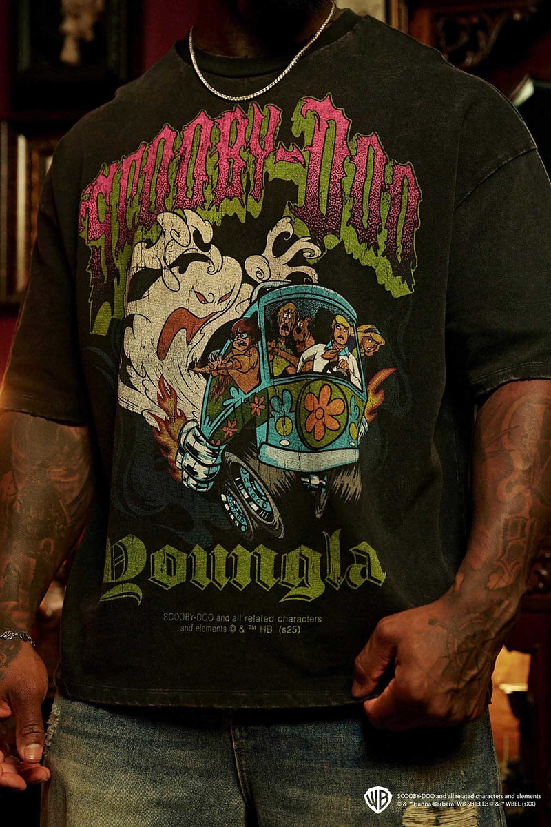 4252 - Scooby-Doo Tees for mens in 100% Cotton featuring Scooby with oversized graphics in colour Smoke & Screams