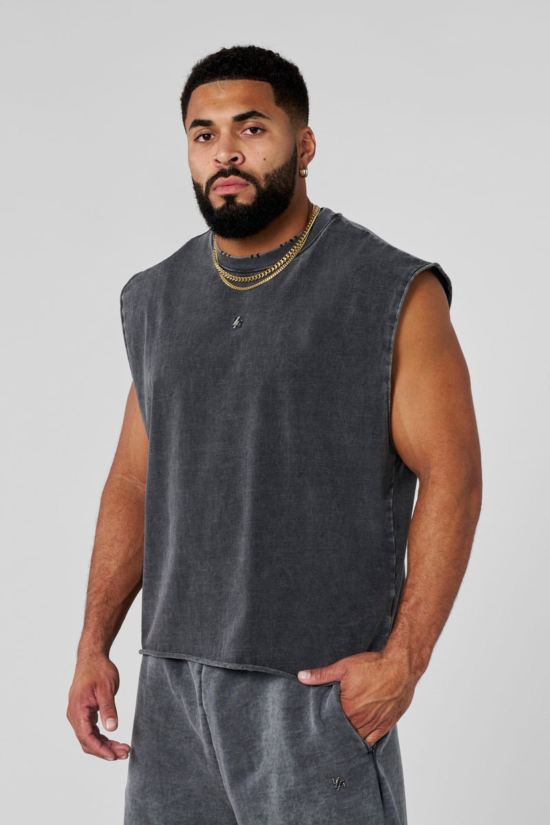 3035 - Elevated Essentials - Cut Offs for Men's -  perfect for training, lounging, or warm weather wear in Grey Wash