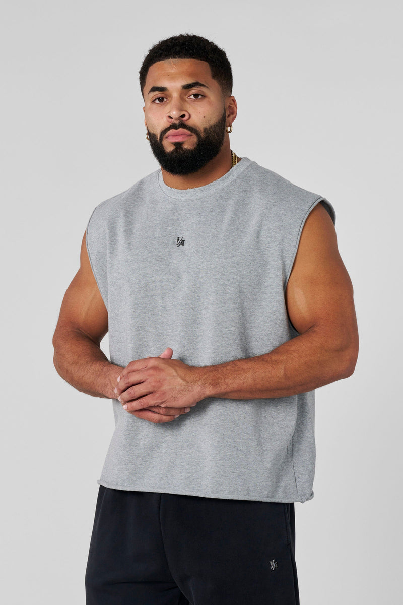 3035 - Elevated Essentials - Cut Offs for Men's -  perfect for training, lounging, or warm weather wear in Heather Grey