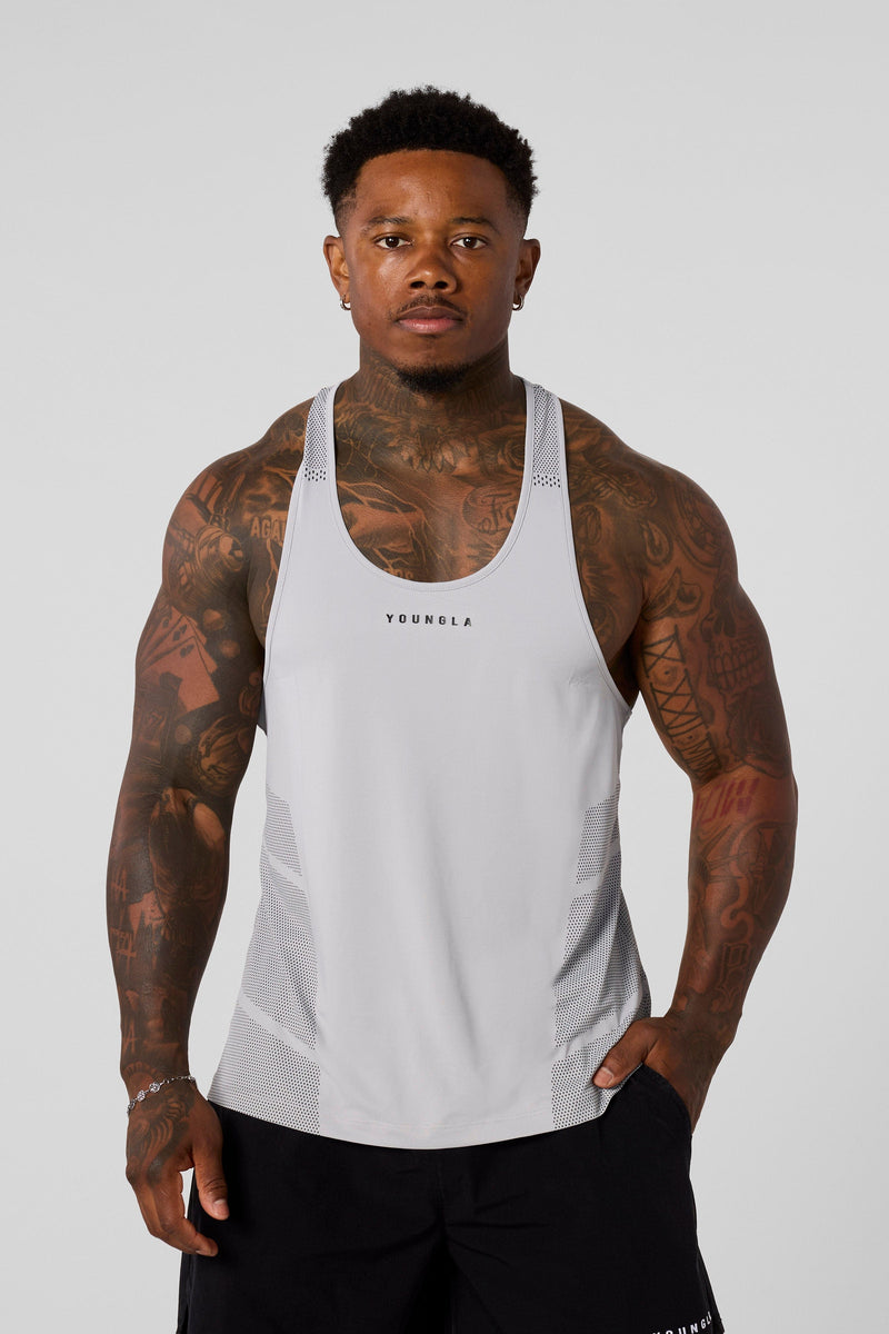3042 - Kinetic Workout Stringers - Lightweight and flexible Tank Tops for Mens In White