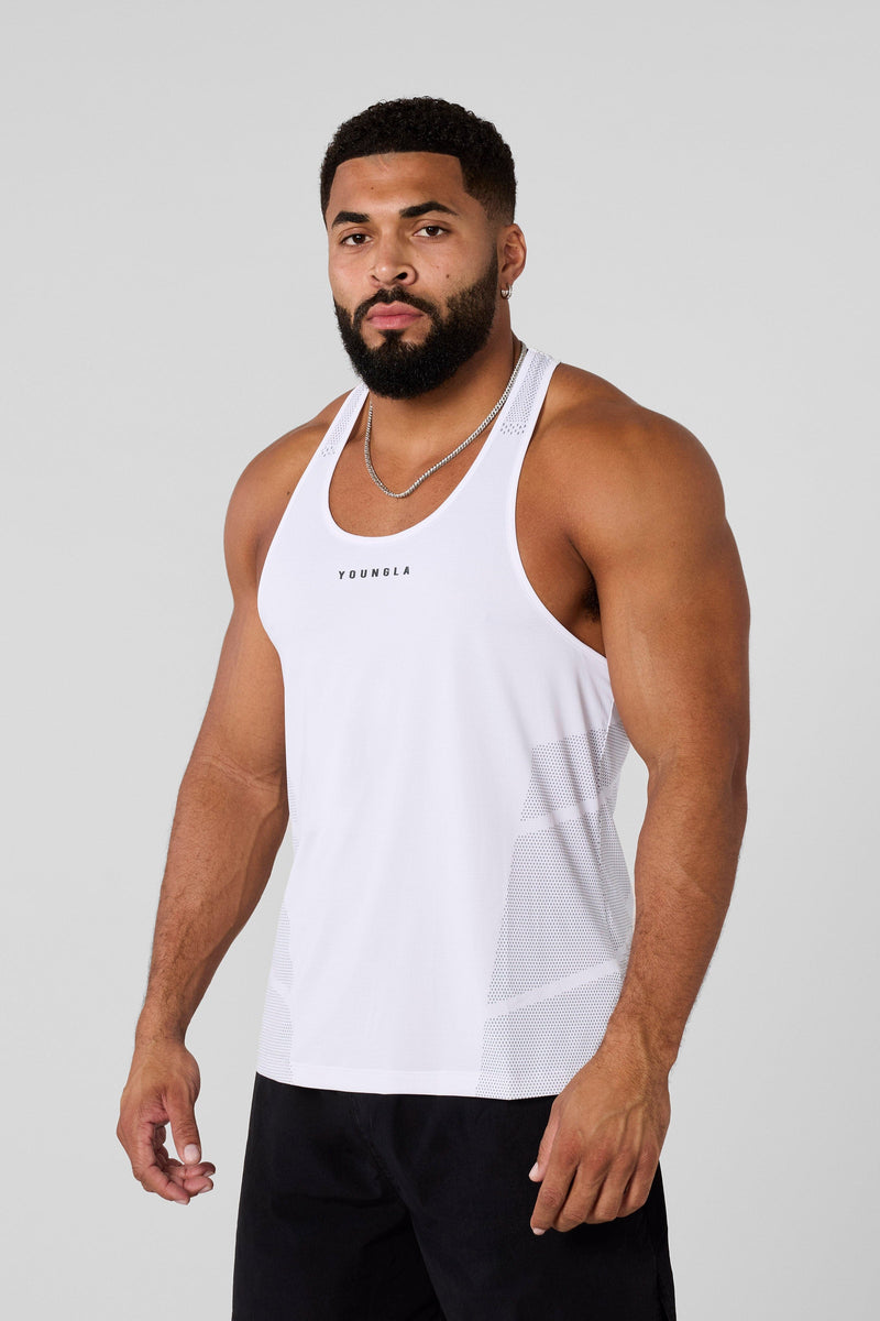 3042 - Kinetic Workout Stringers - Lightweight and flexible Tank Tops for Mens in white