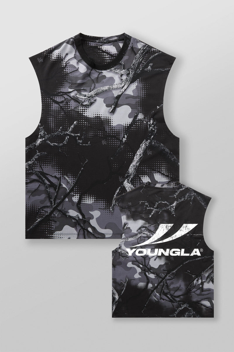 3065 - RunTech Camo Tanks for Men's - performance and everyday comfort,  perfect for layering or wearing in Black Grey Tree Camo