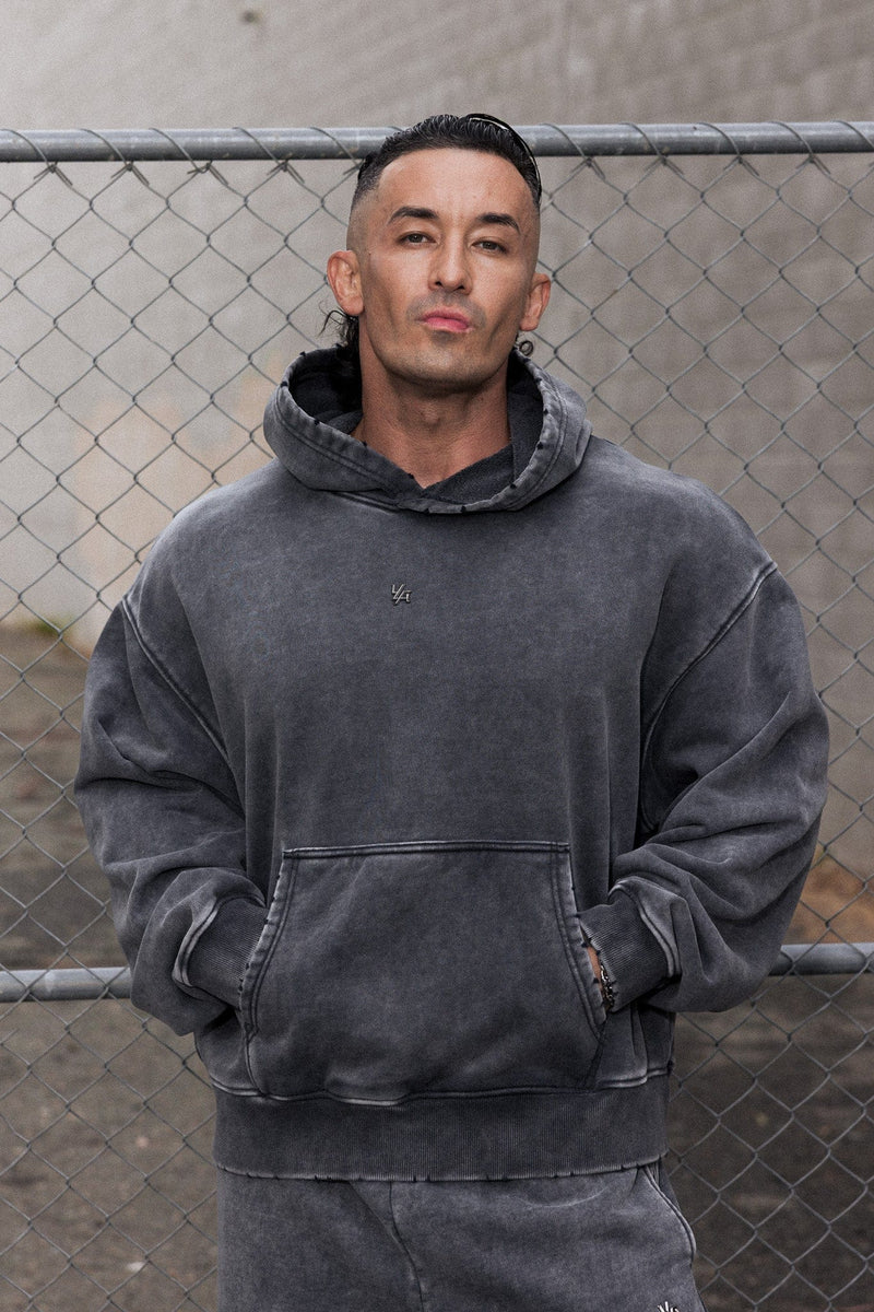 5096 - Elevated Essentials - Pullover Hoodies for Men's - 100% Cotton, spacious fit, adjustable hood in Grey Wash