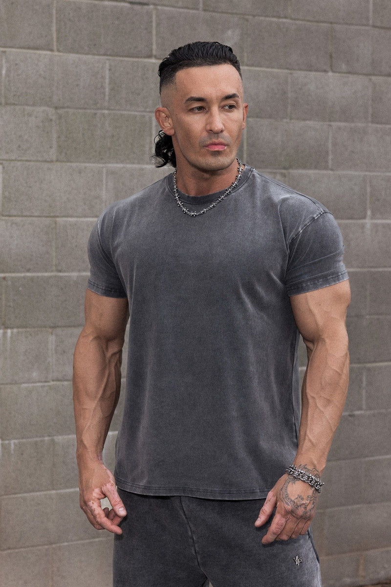 4148 - Elevated Essentials - Fitted Tee for Men's - Breathable and versatile, sharp, fitted cut in Grey Wash