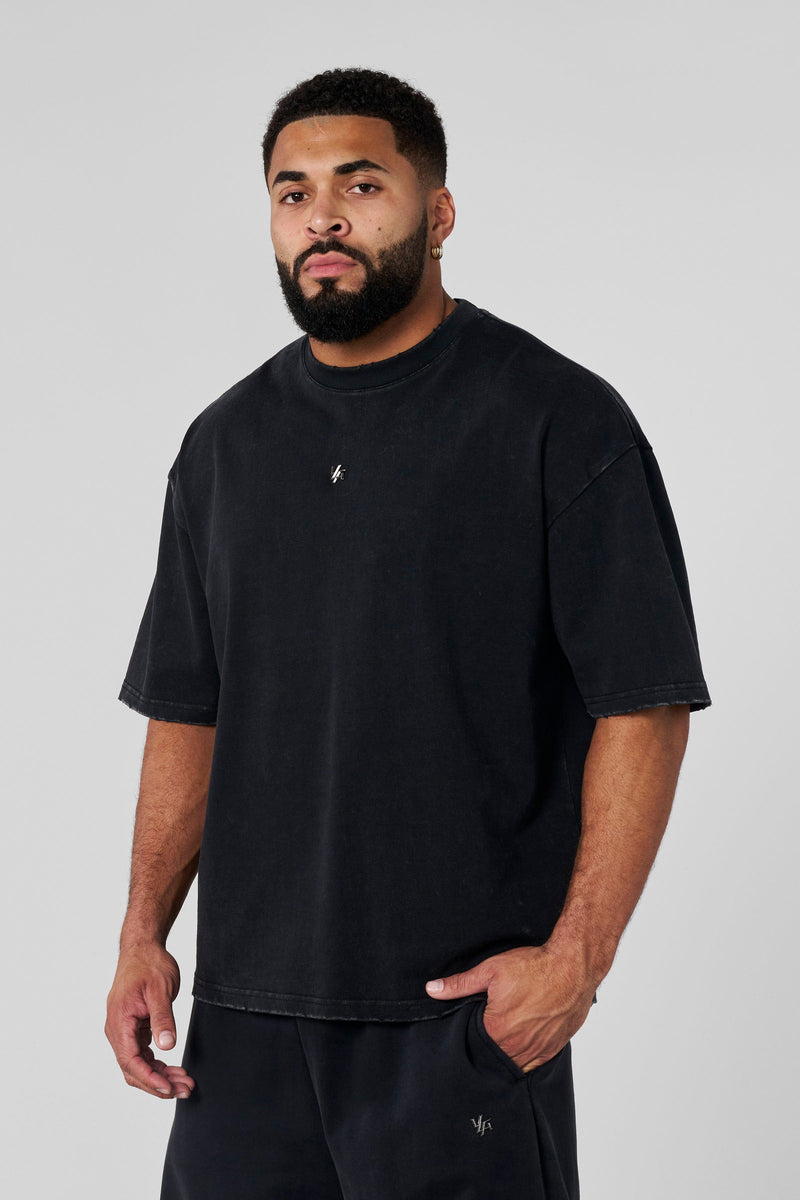 4153 - Elevated Essentials - Relaxed Tee in 100%  heavyweight  Cotton with oversized fit in colour Black Wash