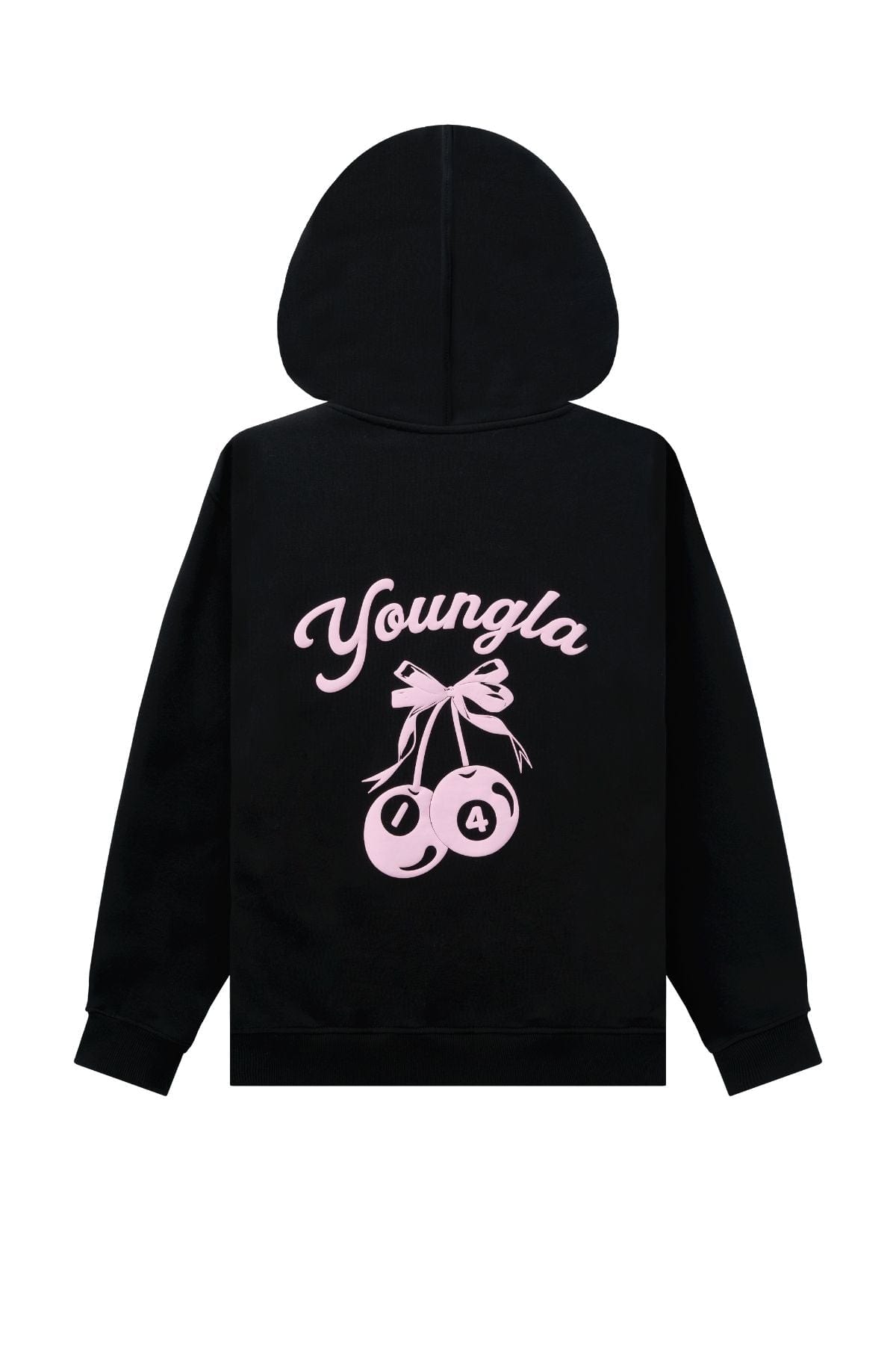 W566 Soft Serve Hoodie for women with super soft, fluffy fleece and featuring a fun puff print in color Black.