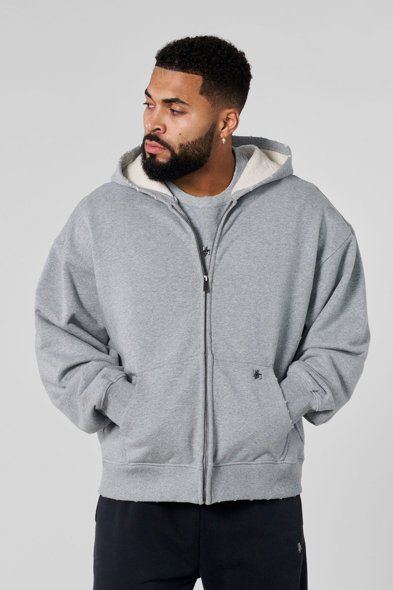 5102 - Elevated Essentials - Zip-Ups for Men's - smooth zippers, front pockets, and ribbed finishes in Grey Wash