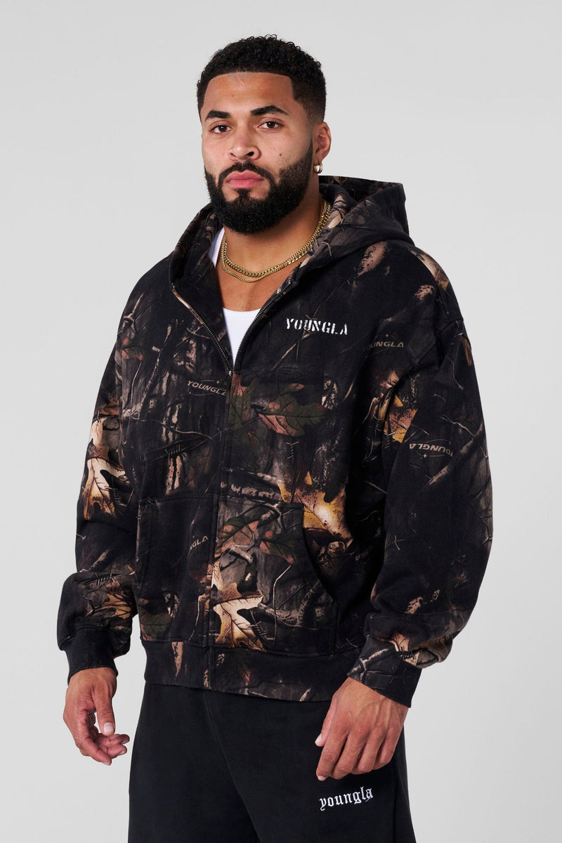5116 - Tree Camo Collection - Zip Ups for Men's - structured hood, durable zipper, and roomy fit in Black