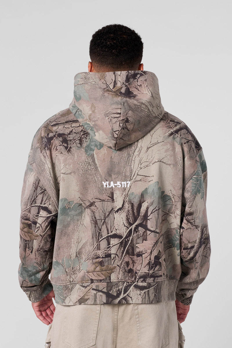 5117 - Tree Camo Collection - Pullover Hoodies for Men's - relaxed fit, plush terry construction in Beige 