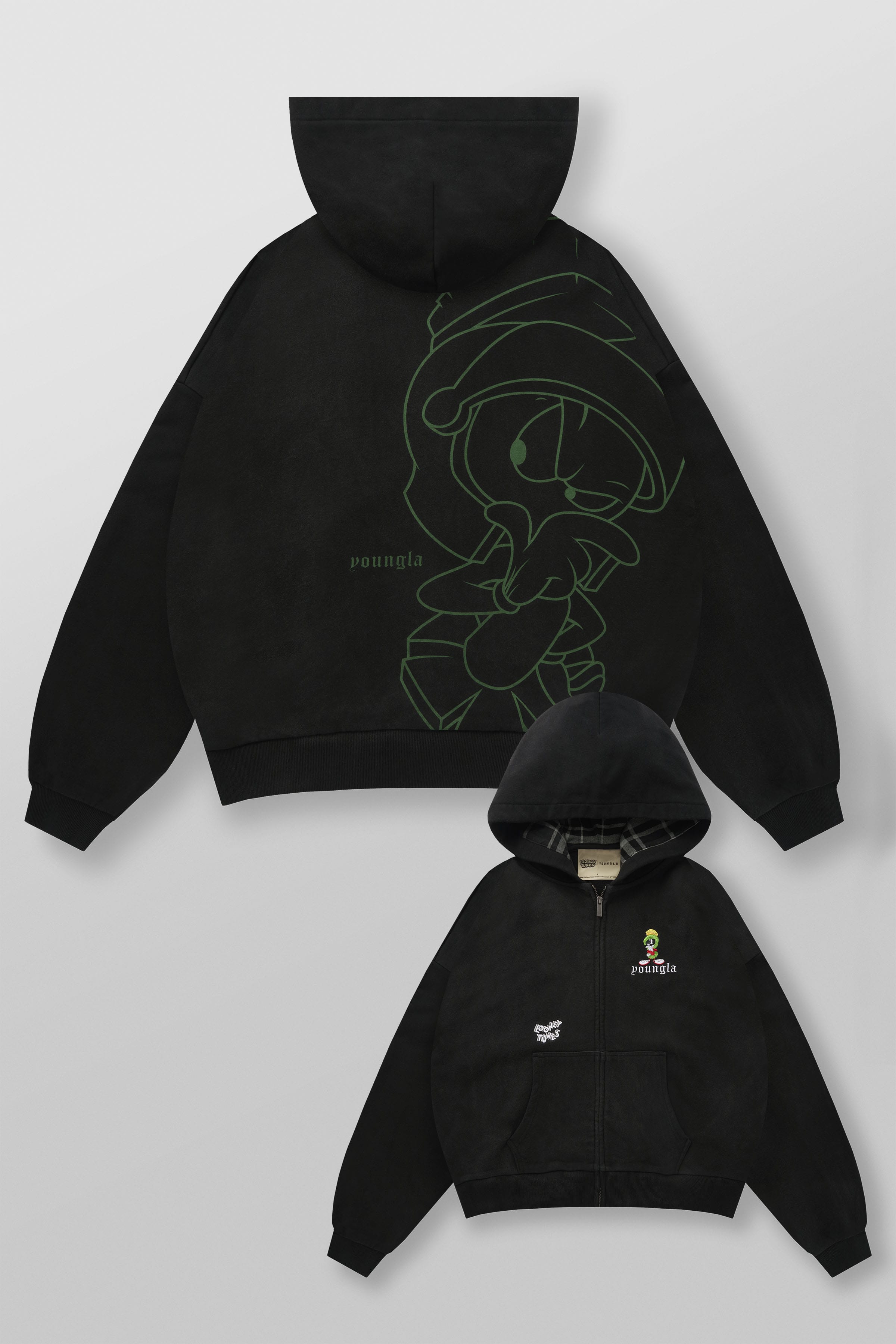 Rocawear Looney Tunes ジップアップパーカー ブラック XL 5257 - Looney Tunes Plaid Zip-Ups