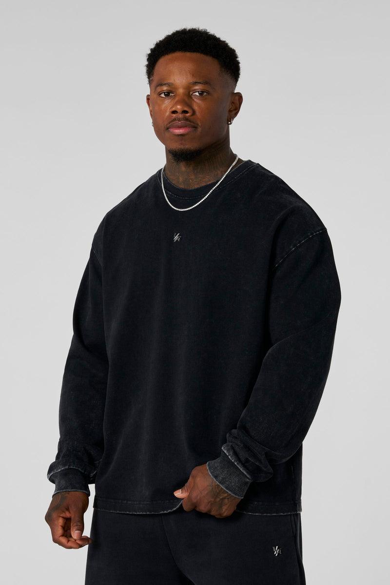 8001 - Elevated Essentials - Mens Longsleeves - midweight cotton for durability and comfort  in Black Wash