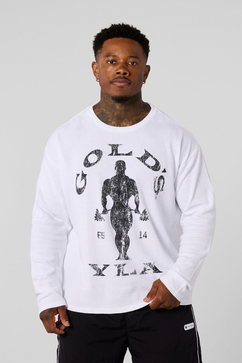 8047 – Gold’s Gym Thermal Longsleeves for men: warm, comfortable, and breathable with a true-to-size athletic fit, perfect for training or casual wear in color white.