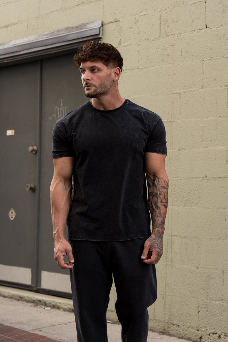 4148 - Elevated Essentials - Fitted Tee for Men's - Breathable and versatile, sharp, fitted cut in Black Wash