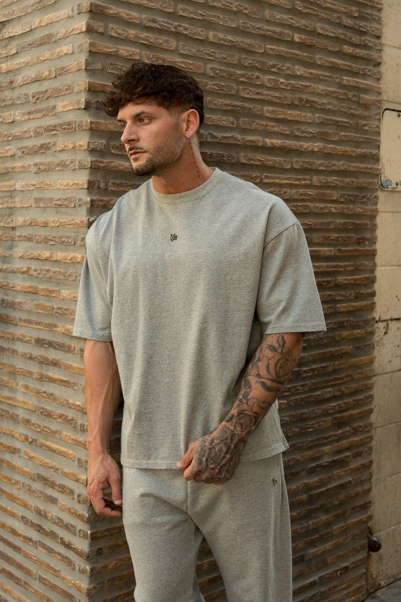 4153 - Elevated Essentials - Relaxed Tee in 100%  heavyweight  Cotton with oversized fit in colour Heather Grey
