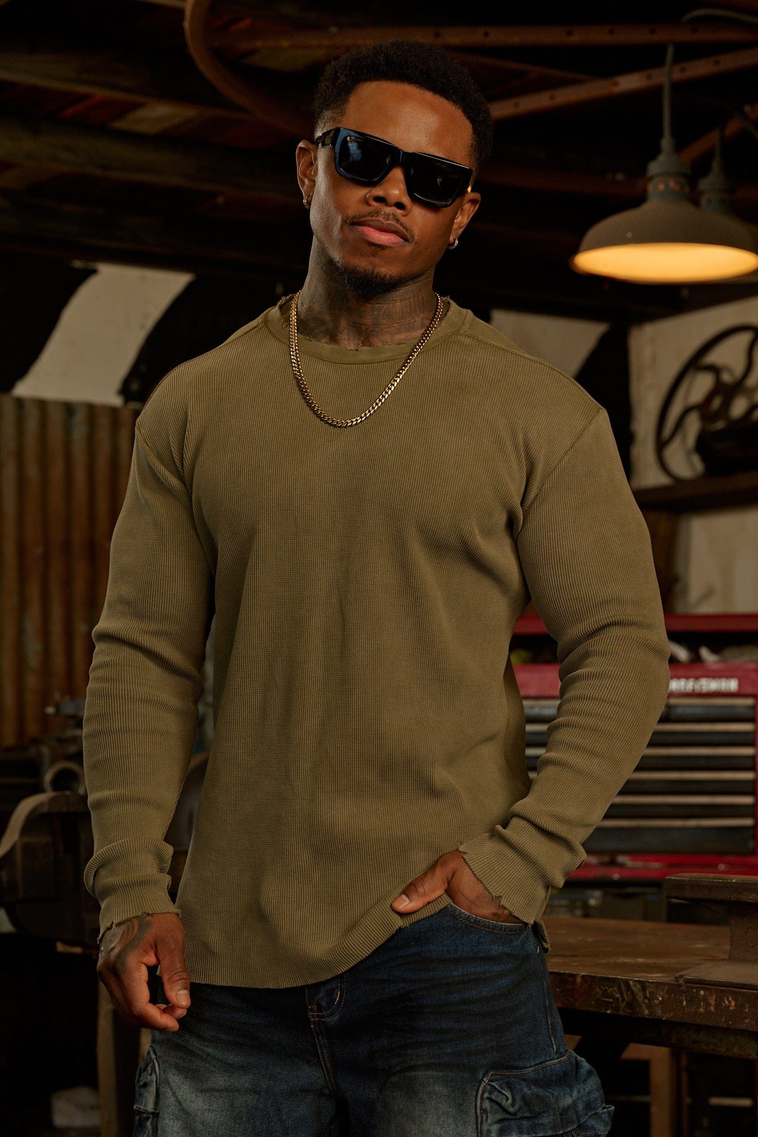 8094 - Tailored Waffle Longsleeves