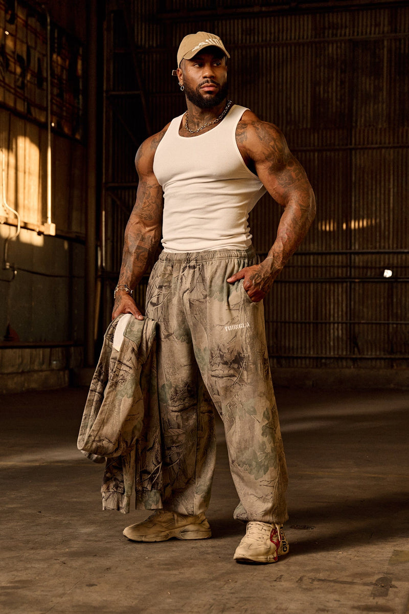 2063 - Tree Camo Collection - Men's Baggy Joggers- Ideal for layering or everyday wear in Beige 
