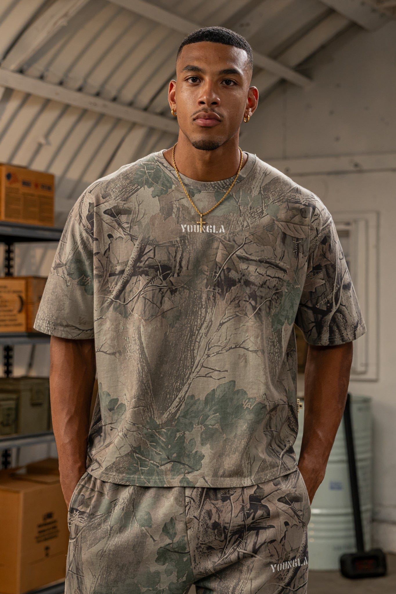 Young LA Black Digital Camo Compression T-shirt UK L Young LA Black Digital Camo Compression T-shirt UK L