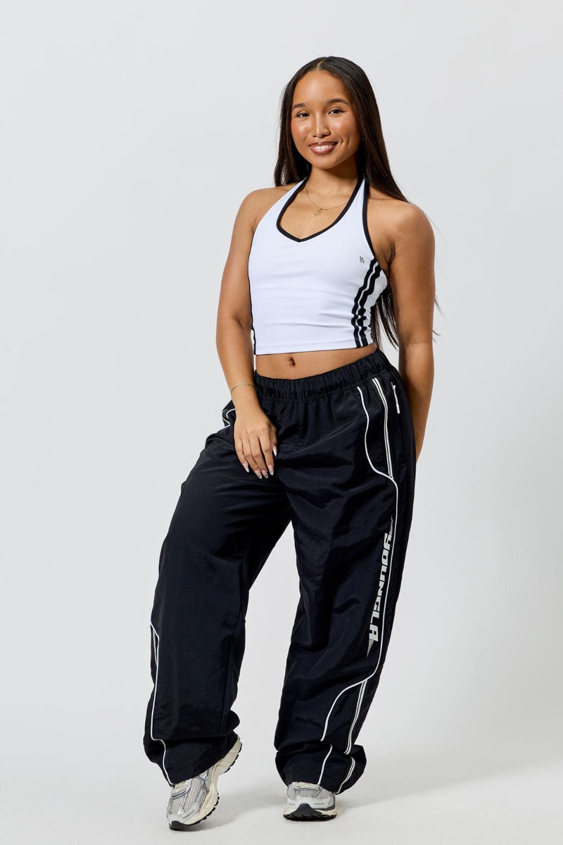W204 - Drift Track Pant— bold racing-inspired side design with a relaxed, oversized fit for sporty, everyday style and comfort in Black