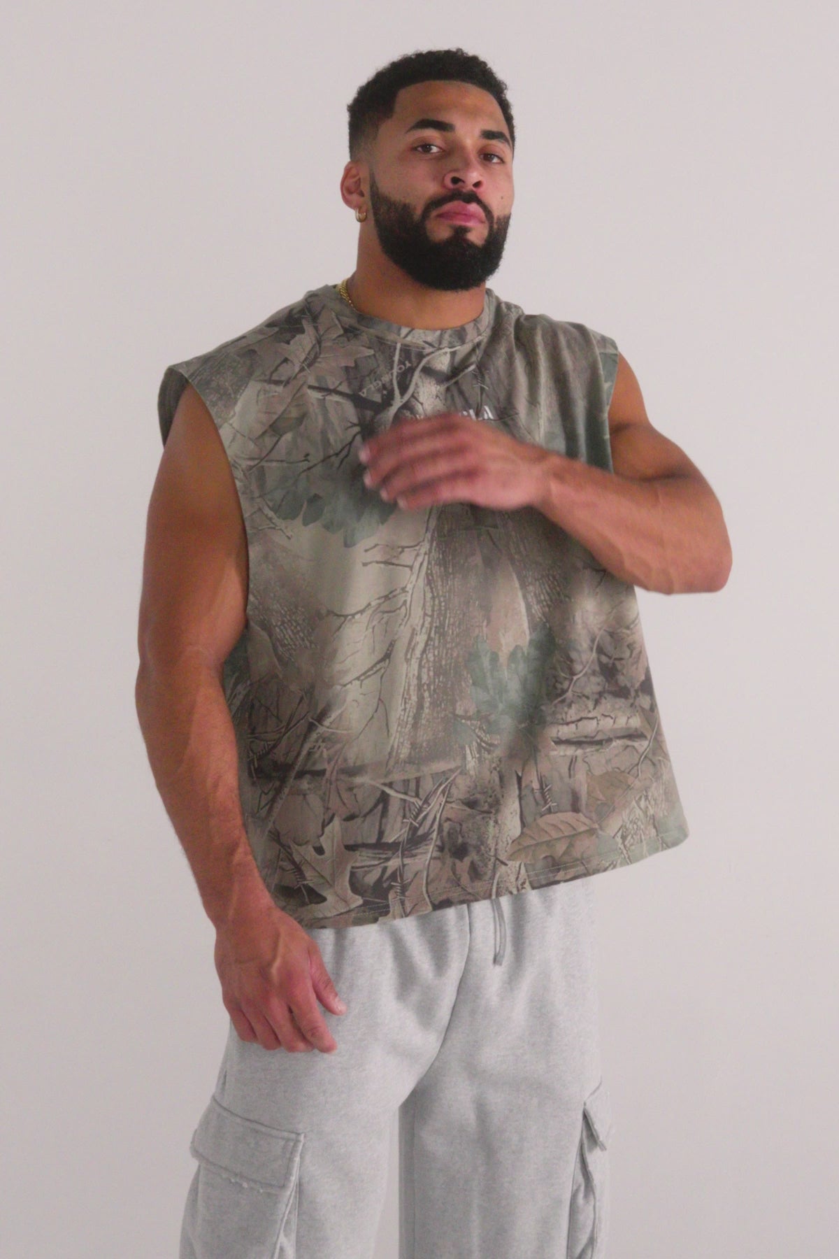 3067 - Tree Camo Collection - Cut Offs for Men's - Crafted from heavyweight terry - Video
